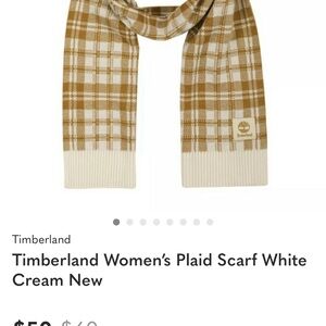 Timberland Plaid Knit Scarf in Cream and Tan